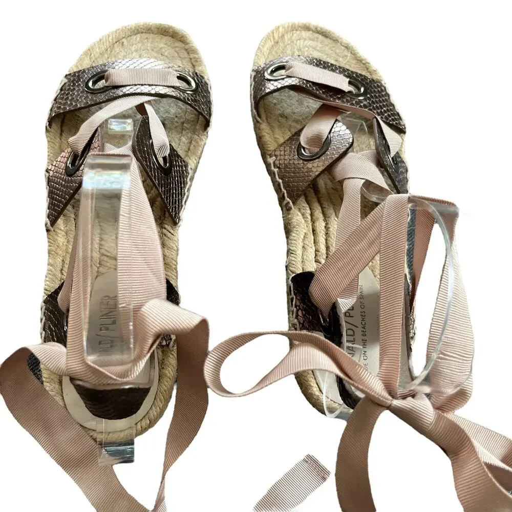 Donald Pliner Esther Leather Espadrille Sandal 10 Copper Metallic Snake